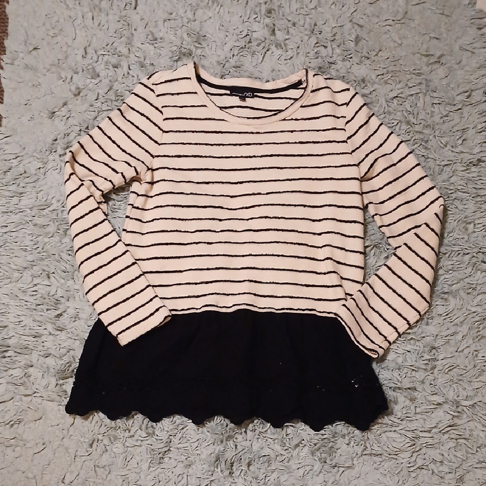 RXB Cream and Black Striped Top